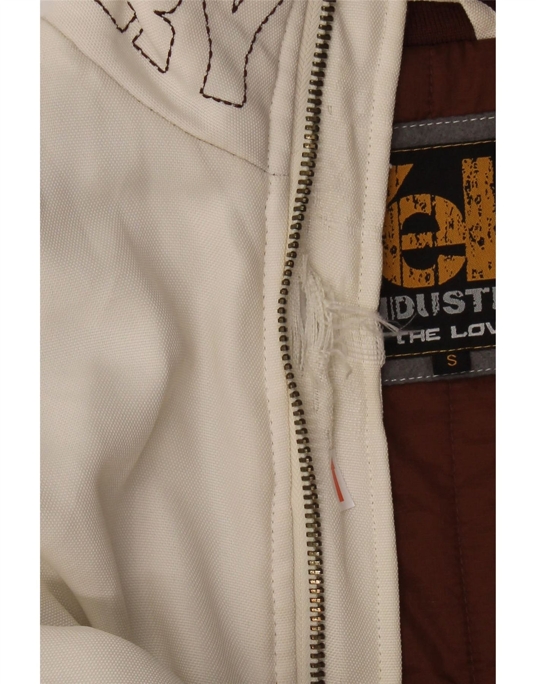 YELL! Mens Loose Fit Graphic Bomber Jacket UK 36 Small White Polyester