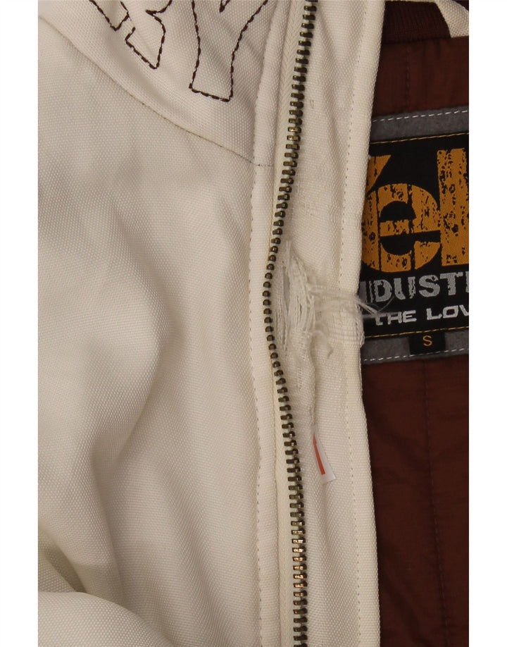 YELL! Mens Loose Fit Graphic Bomber Jacket UK 36 Small White Polyester