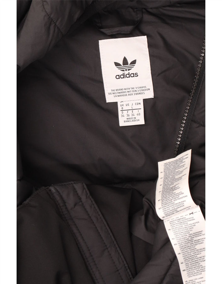 Adidas Womens Hooded Padded Jacket UK 8 Small Black Polyester