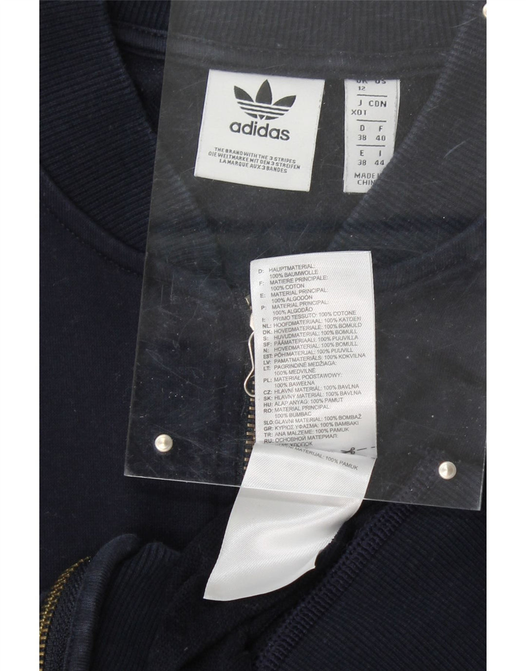 ADIDAS Womens Tracksuit Top Jacket UK 12 Medium Navy Blue Cotton Vintage Adidas and Second-Hand Adidas from Messina Hembry 