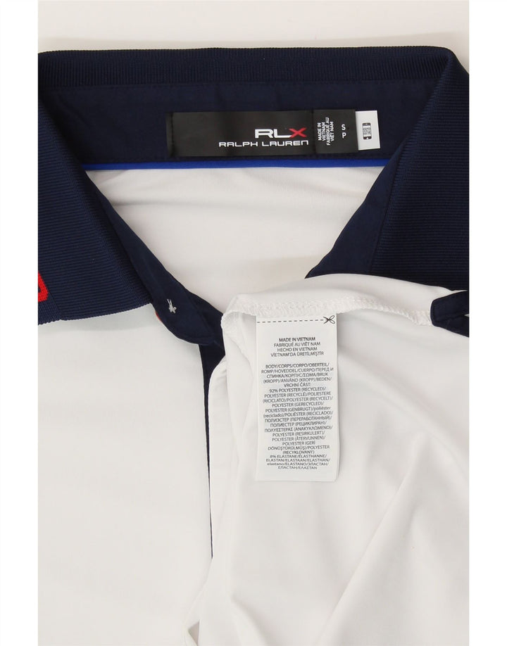 Ralph Lauren Mens USA Polo Shirt Small White Striped Polyester