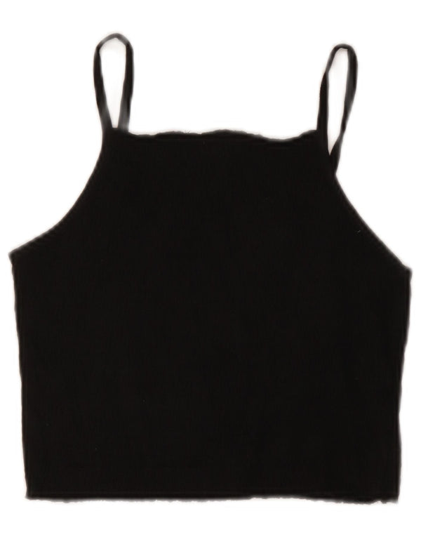 Zara Womens Crop Cami Top UK 12 Medium Black Cotton