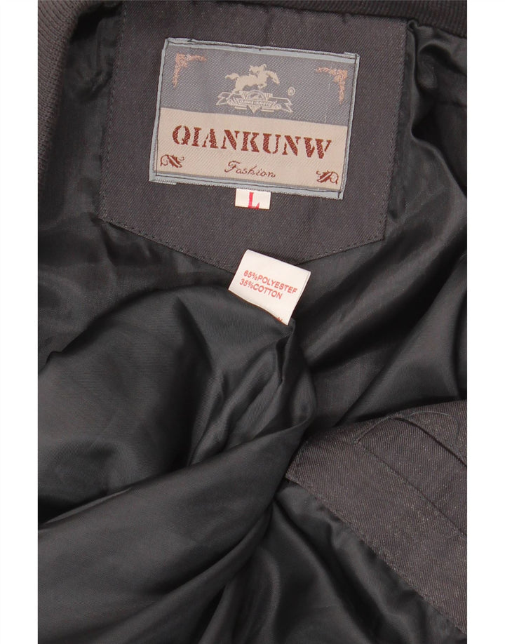 VINTAGE Mens Bomber Jacket UK 40 Large Black Colourblock Polyester