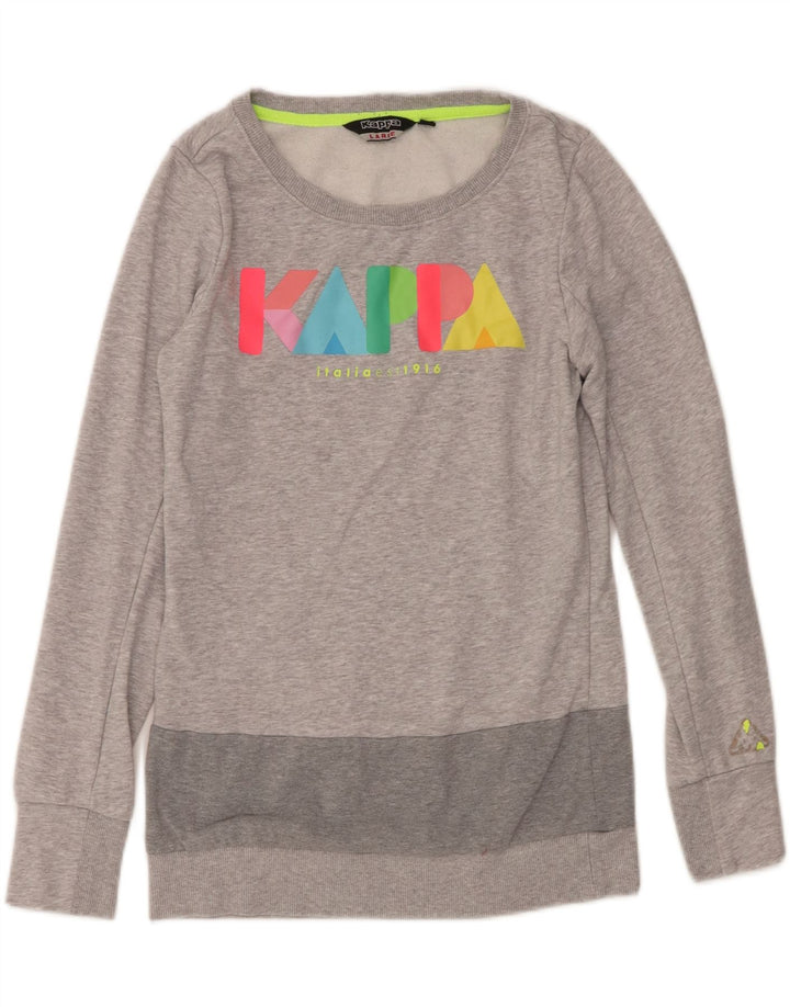 Kappa Womens Graphic Sweatshirt Jumper UK 14 Large Grey Cotton
