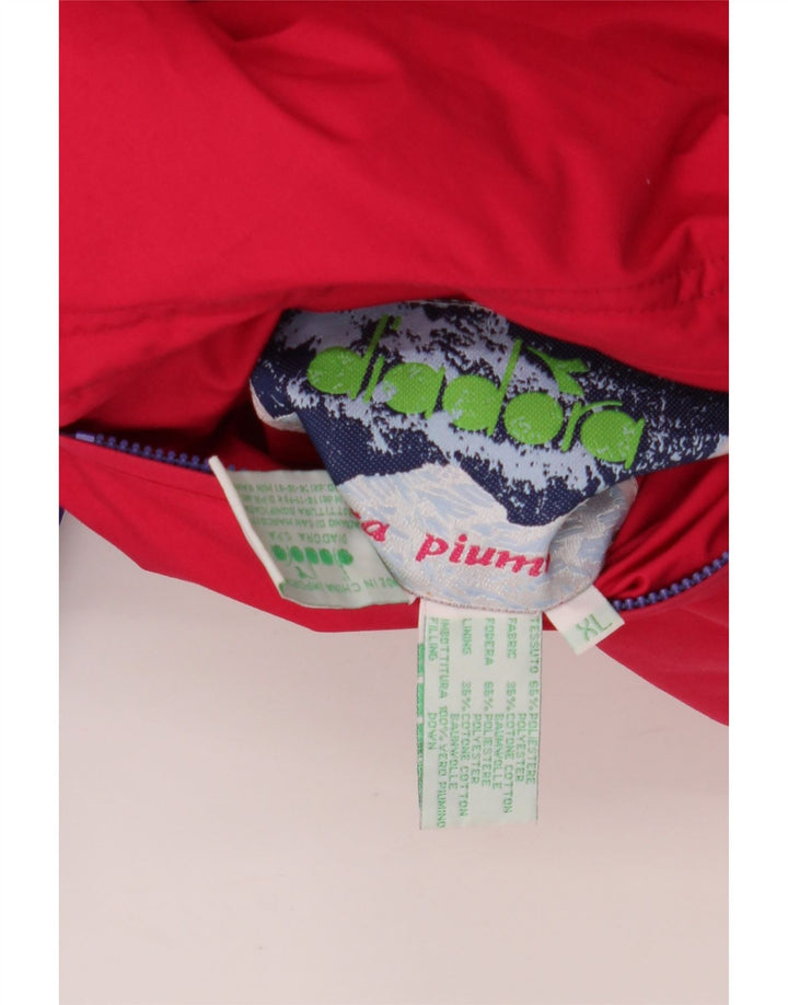 DIADORA Mens Oversized Reversible Padded Jacket UK 42 XL Red Polyester