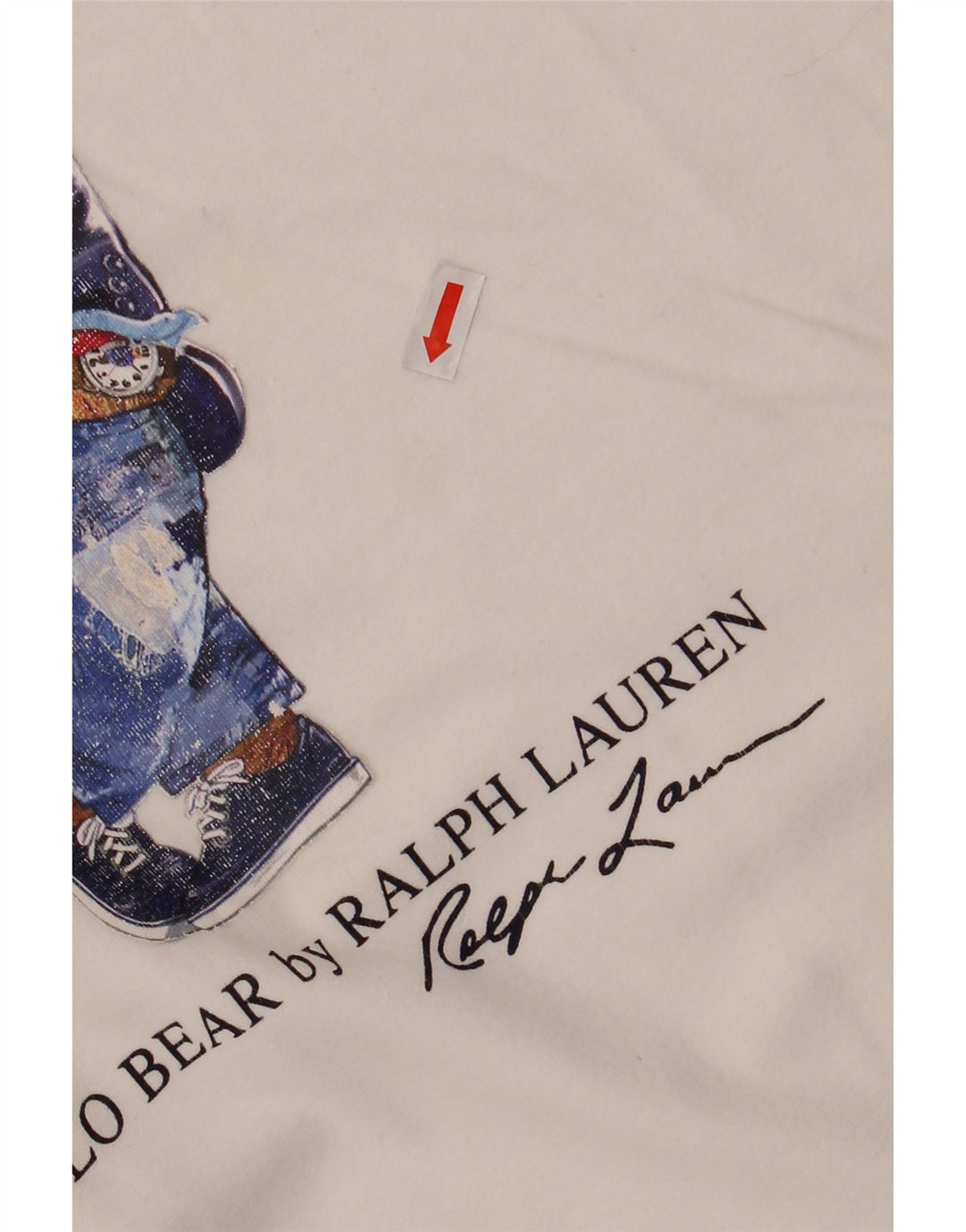 POLO RALPH LAUREN Mens Slim Fit Graphic T-Shirt Top Medium White Cotton