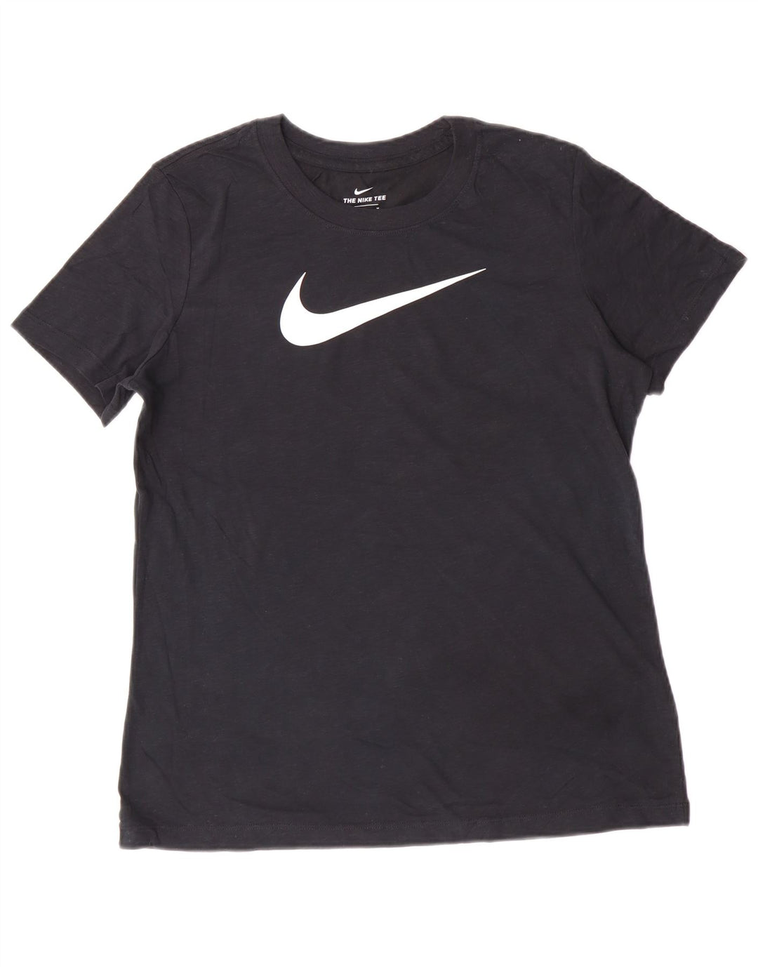 Nike Womens Dri Fit Graphic T-Shirt Top UK 14 Medium Black Flecked Cotton