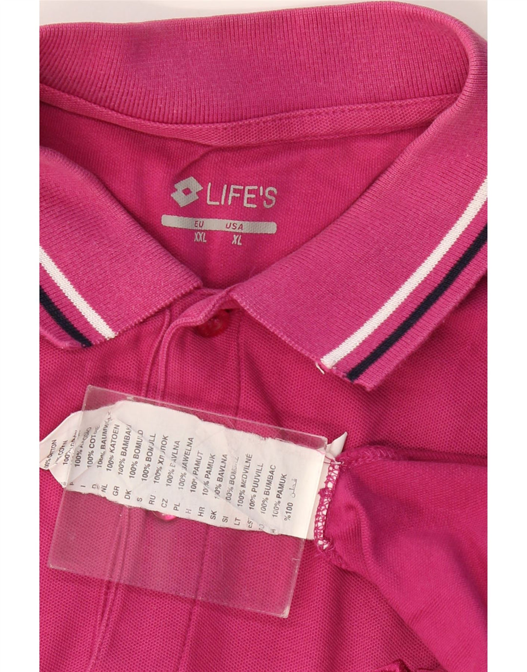 LOTTO Mens Polo Shirt XL Pink Cotton