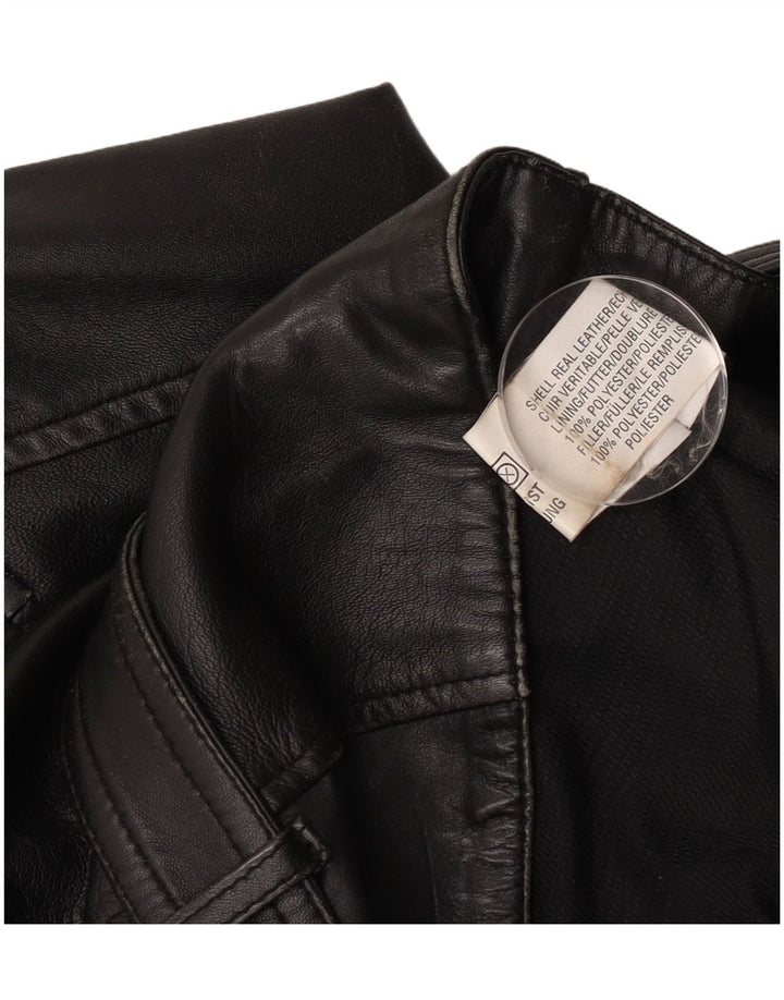 Vintage Womens Leather Biker Jacket UK 14 Large Black Leather