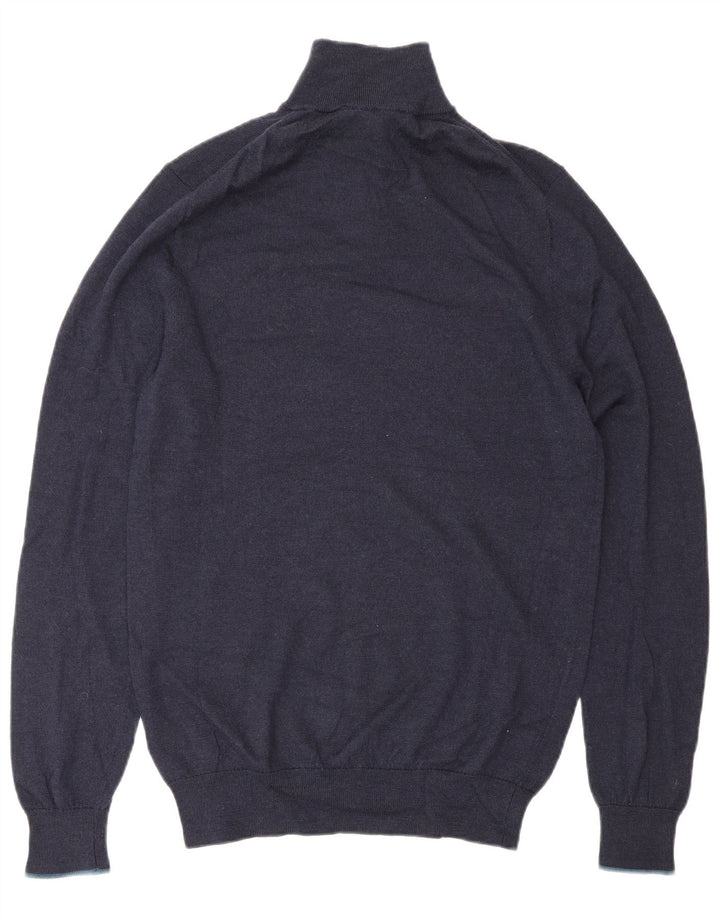 White Stuff Mens Zip Neck Jumper Sweater Small Navy Blue Wool