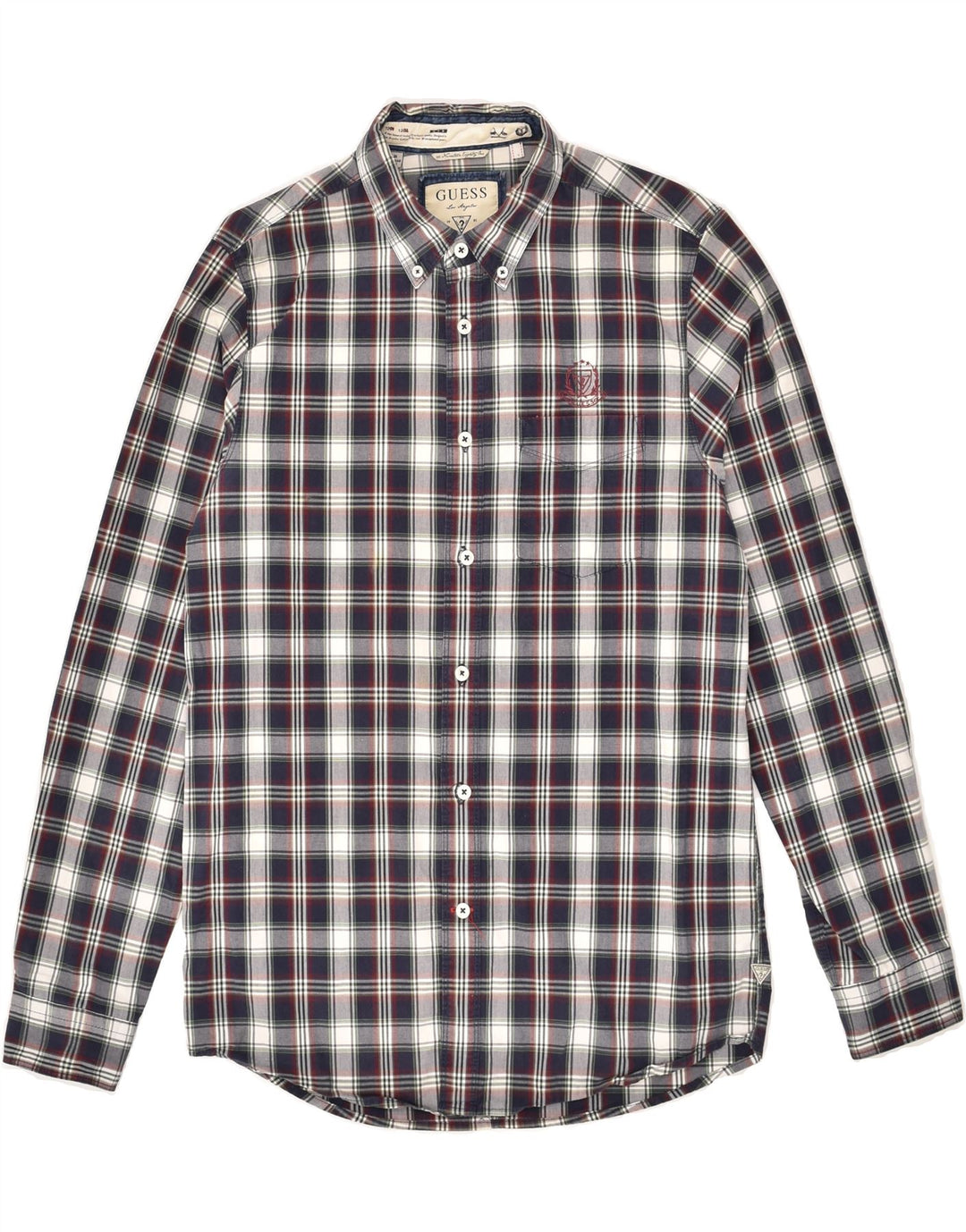 GUESS Mens Shirt Medium Navy Blue Check Cotton | Vintage Guess | Thrift | Second-Hand Guess | Used Clothing | Messina Hembry 