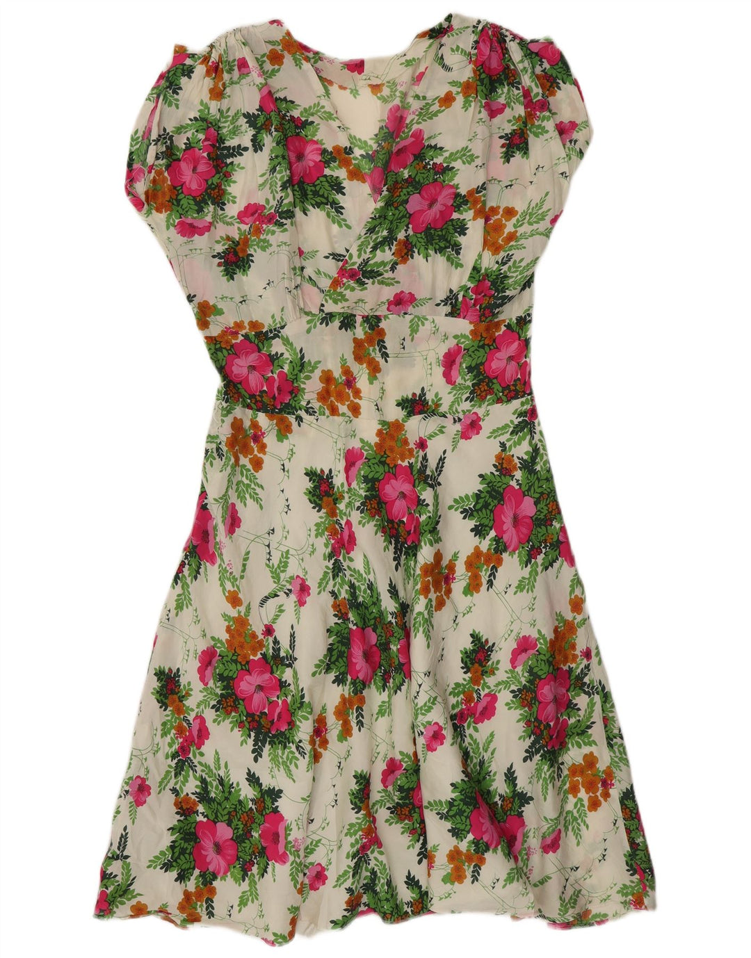 Vintage Womens Sundress UK 14 Medium Beige Floral