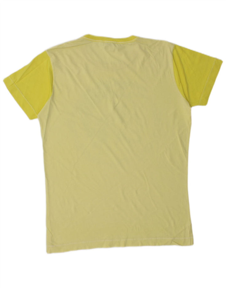 DIESEL Mens Graphic T-Shirt Top Small Yellow Colourblock