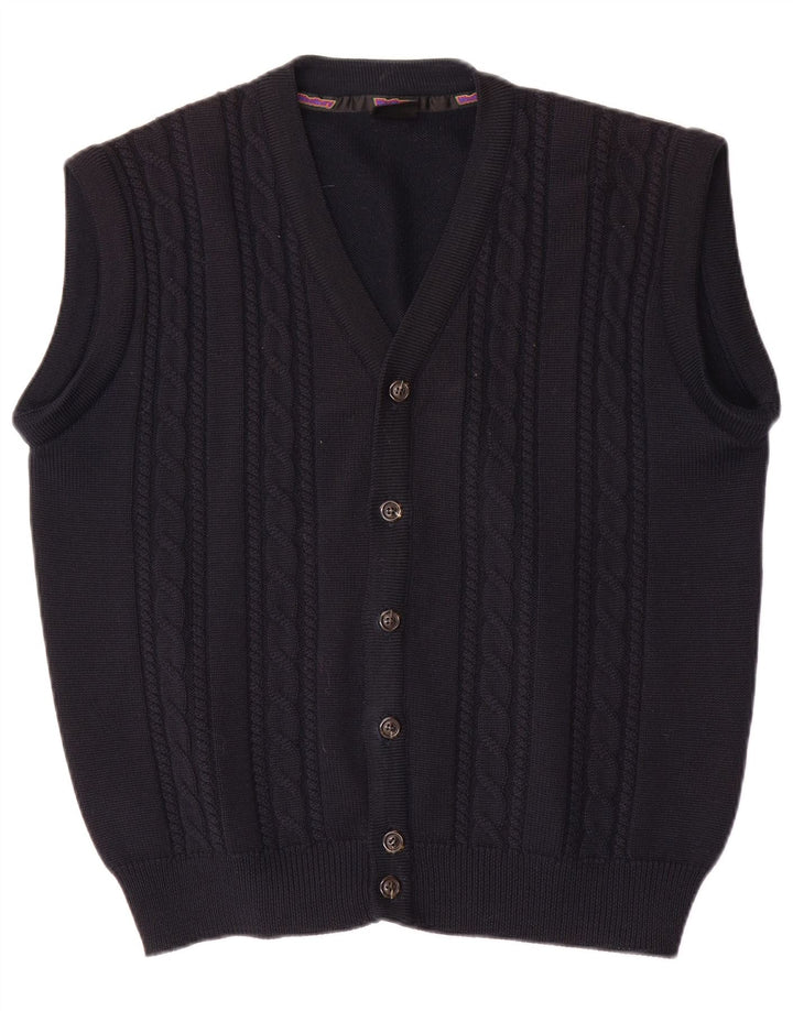 WESTBURY Mens Sleeveless Cardigan Sweater Medium Navy Blue