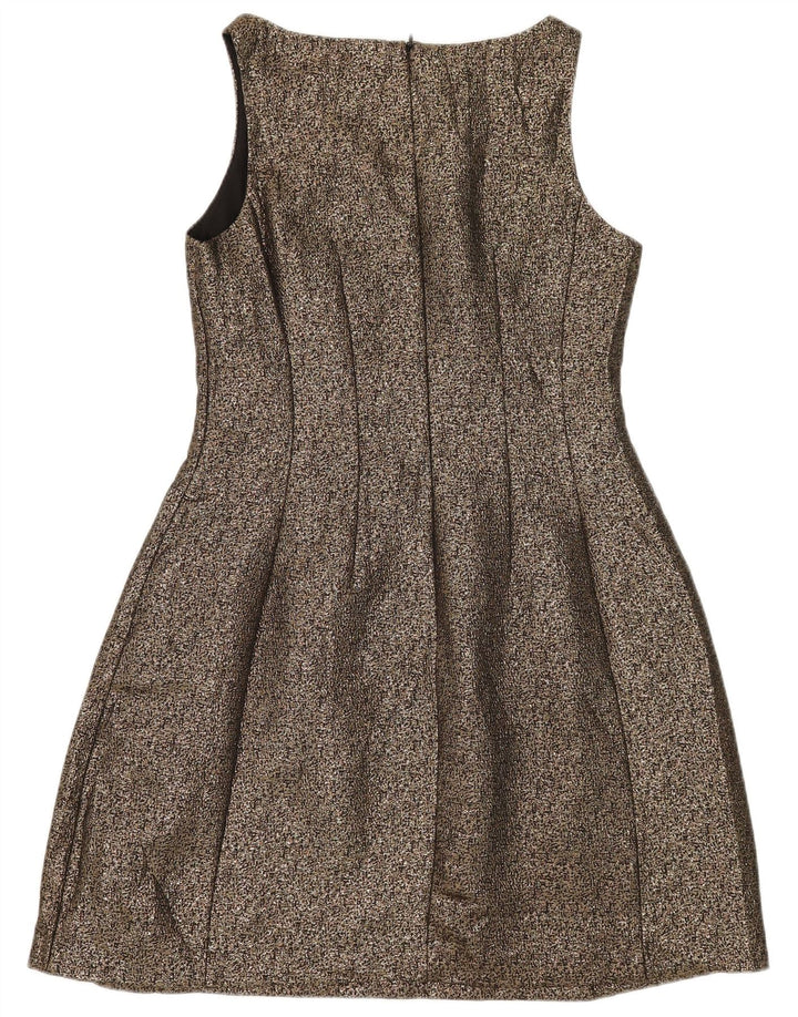Oasis Womens Sleeveless A-Line Dress UK 12 Medium Gold Polyester