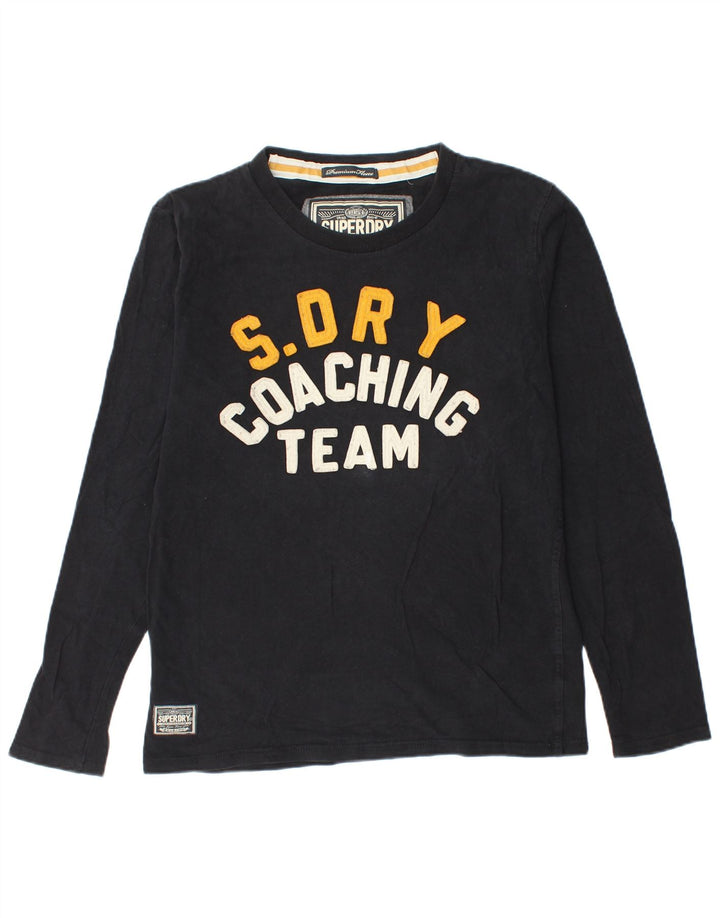 SUPERDRY Mens Graphic Top Long Sleeve Large Black Cotton