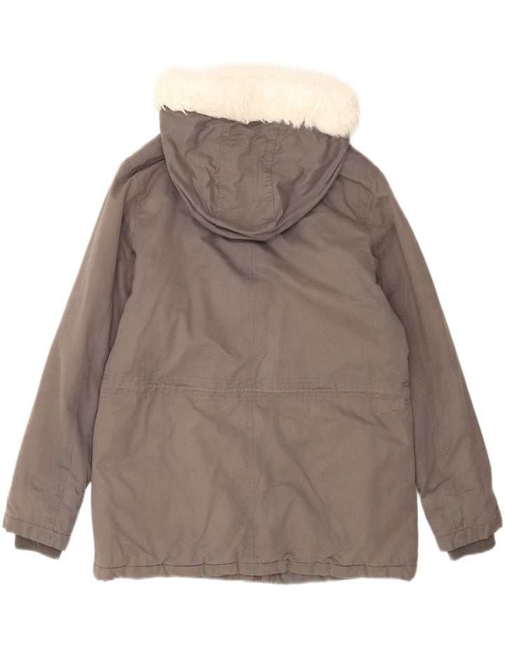 Oasis Womens Hooded Parka Jacket UK 14 Medium Grey Polyester