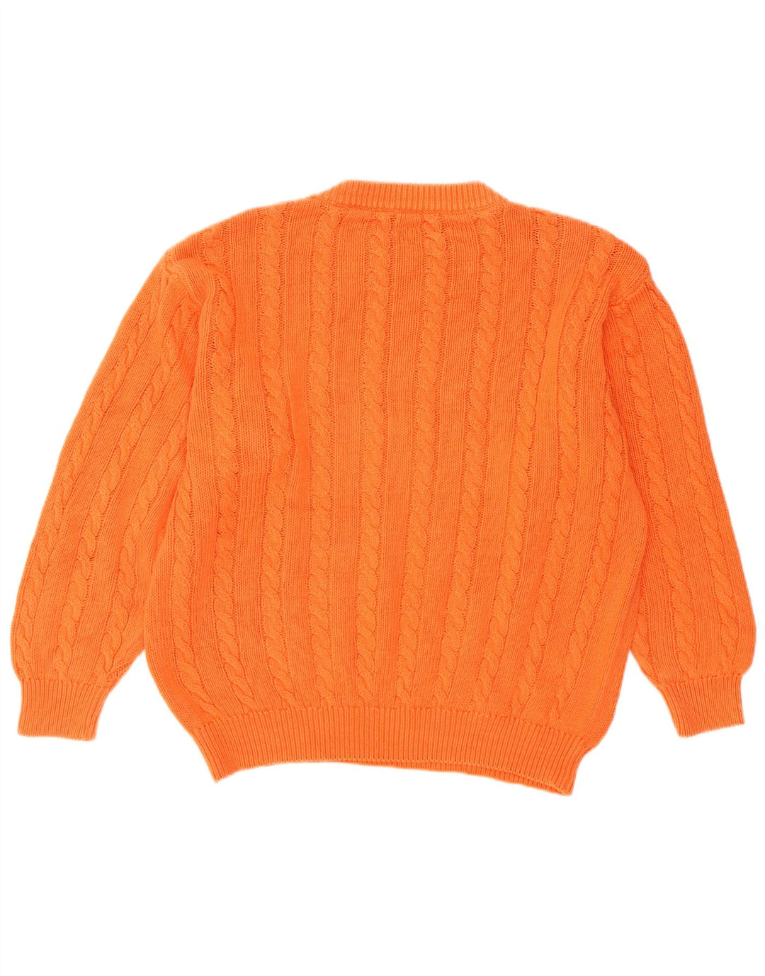 Benetton Womens Crew Neck Jumper Sweater UK 14 Medium Orange Cotton