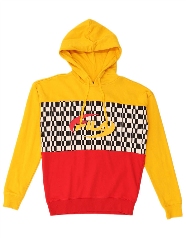 FILA Mens Graphic Hoodie Jumper XS Multicoloured Colourblock Cotton