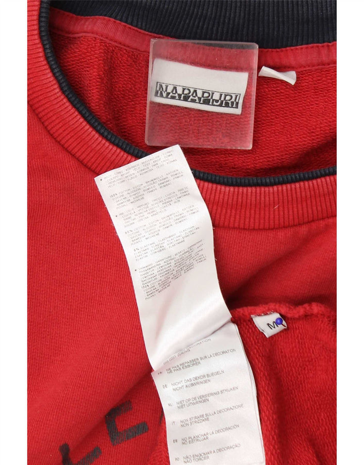 Napapijri Mens Graphic Sweatshirt Jumper Medium Red Cotton