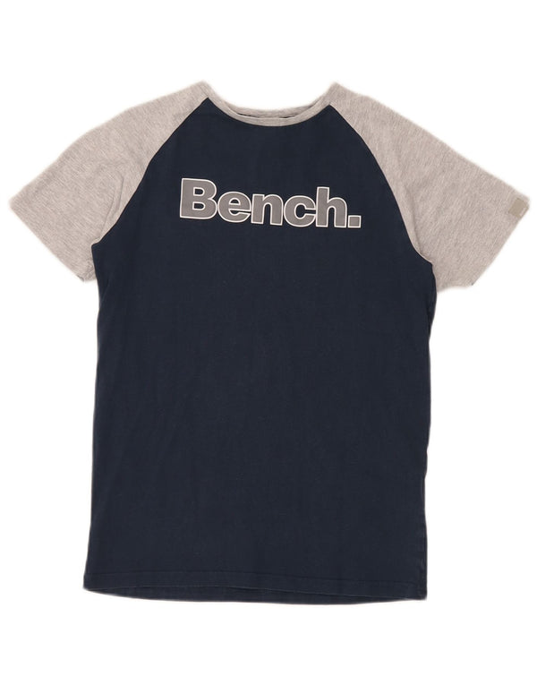 BENCH Boys Graphic T-Shirt Top 11-12 Years Navy Blue Colourblock Cotton