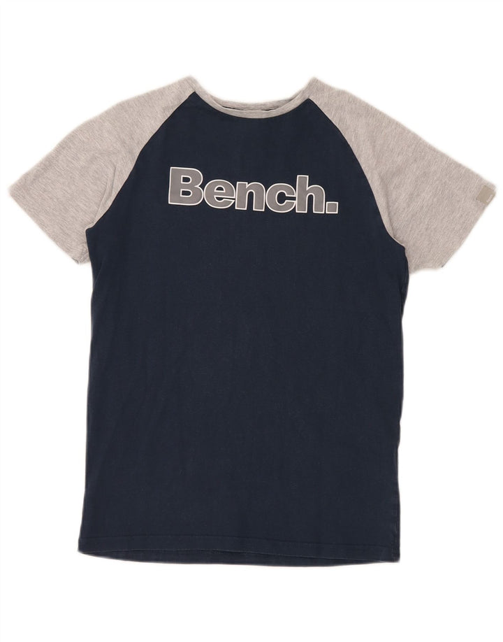 BENCH Boys Graphic T-Shirt Top 11-12 Years Navy Blue Colourblock Cotton