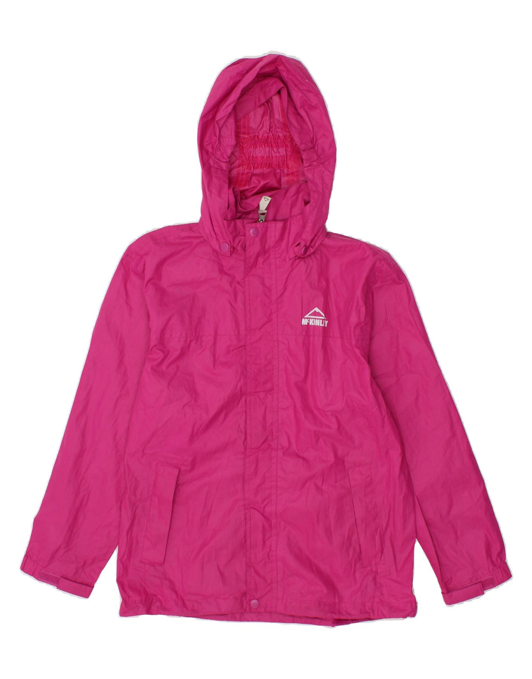MC KINLEY Girls Hooded Rain Jacket 9-10 Years Pink Polyester Vintage MC Kinley and Second-Hand MC Kinley from Messina Hembry 