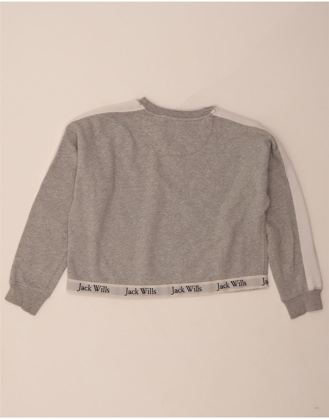 JACK WILLS Womens Oversized Graphic Sweatshirt Jumper UK 12 Medium Grey