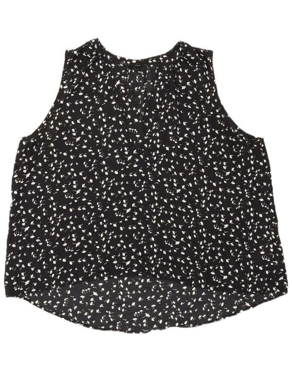 J. CREW Womens 365 Sleeveless Blouse Top UK 20 2XL Black Floral Polyester