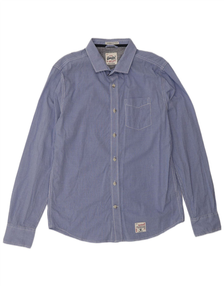 SUPERDRY Mens Shirt XL Blue Gingham Cotton