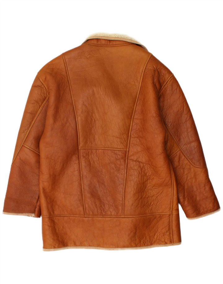 Anfor Womens Shearling Jacket IT 44 Medium Brown Shearling