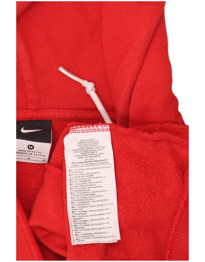 NIKE Mens Zip Hoodie Sweater Medium Red Cotton