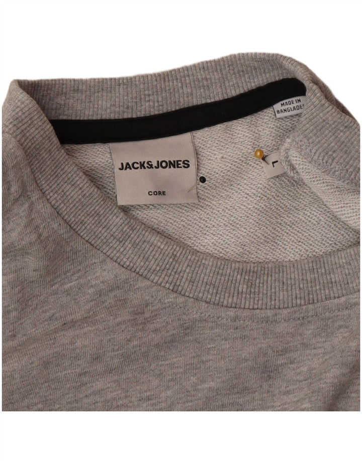 Jack & Jones Mens Sweatshirt Jumper Large Grey Flecked Cotton