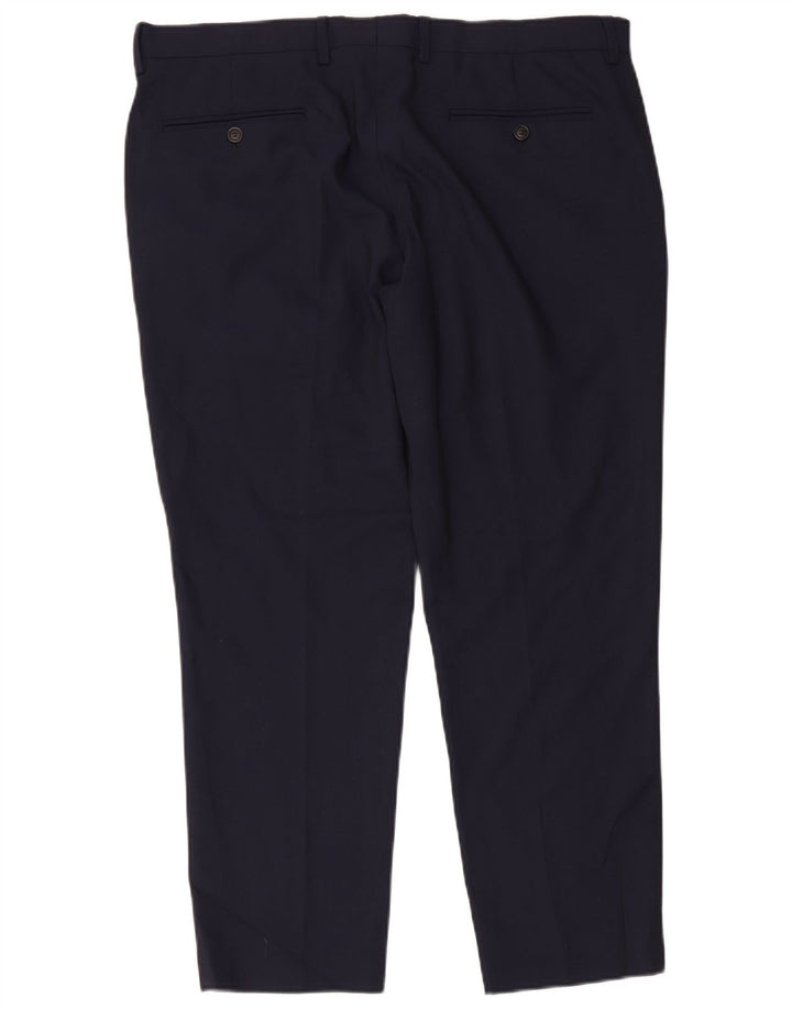 ZARA Mens Slim Suit Trousers W36 L26 Navy Blue
