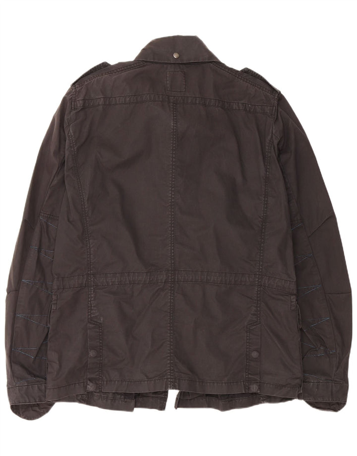 DIESEL Mens Military Jacket UK 44 2XL Black Cotton
