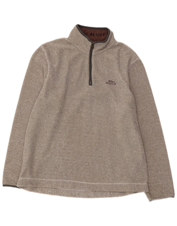 WEIRD FISH Mens Zip Neck Fleece Jumper XL Grey Polyester