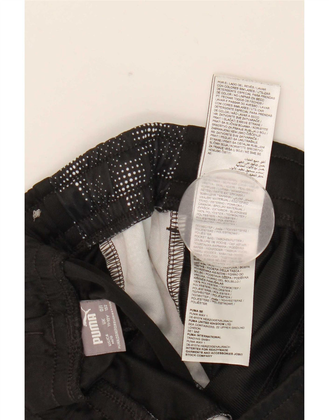 Puma Boys Tracksuit Trousers 11-12 Years Black Spotted Polyester