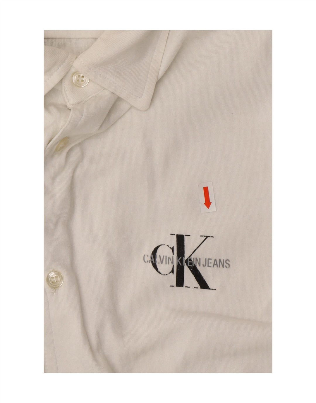 CALVIN KLEIN JEANS Mens Slim Fit Shirt Medium White Cotton Vintage Calvin Klein Jeans and Second-Hand Calvin Klein Jeans from Messina Hembry 