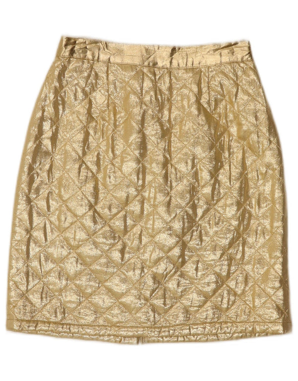Laura Biagiotti Girls Straight Skirt 9-10 Years W24 Gold Acetate