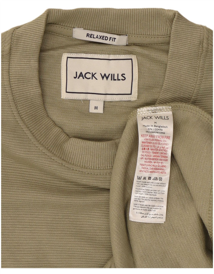 JACK WILLS Mens Relaxed Fit Top Long Sleeve Medium Green Cotton