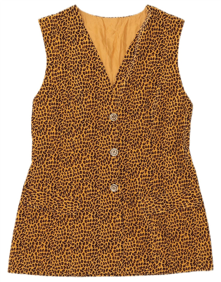 Vintage Womens 3 Button Blazer Jacket UK 8 Small Brown Animal Print