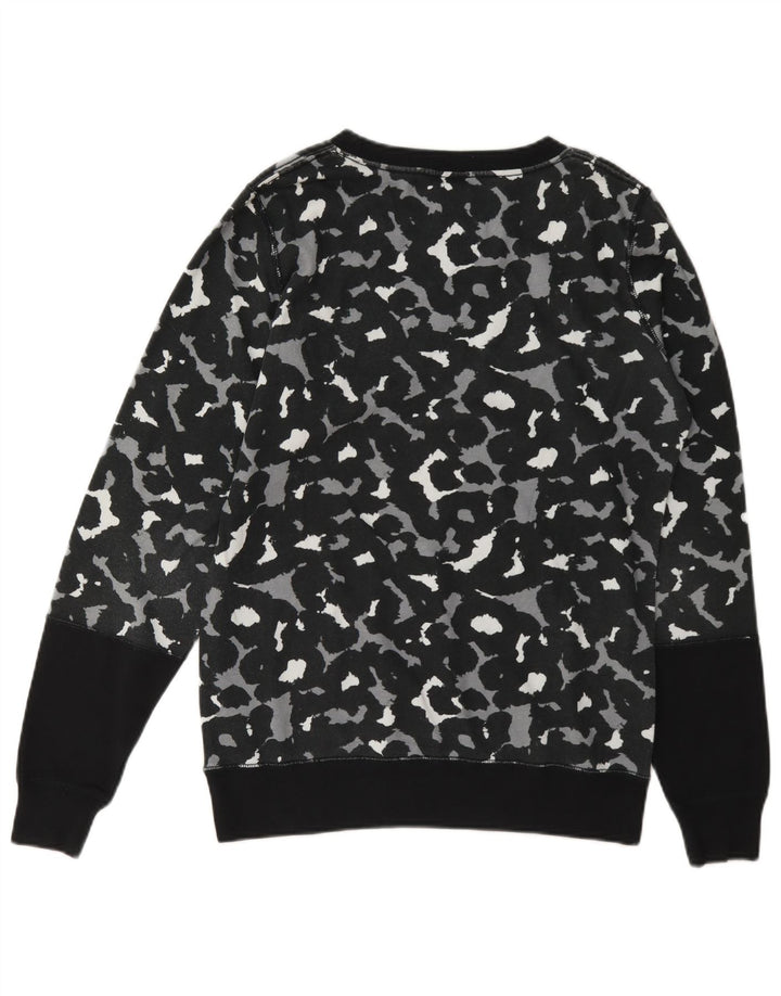 Nike Womens Sweatshirt Jumper UK 14 Medium Black Animal Print