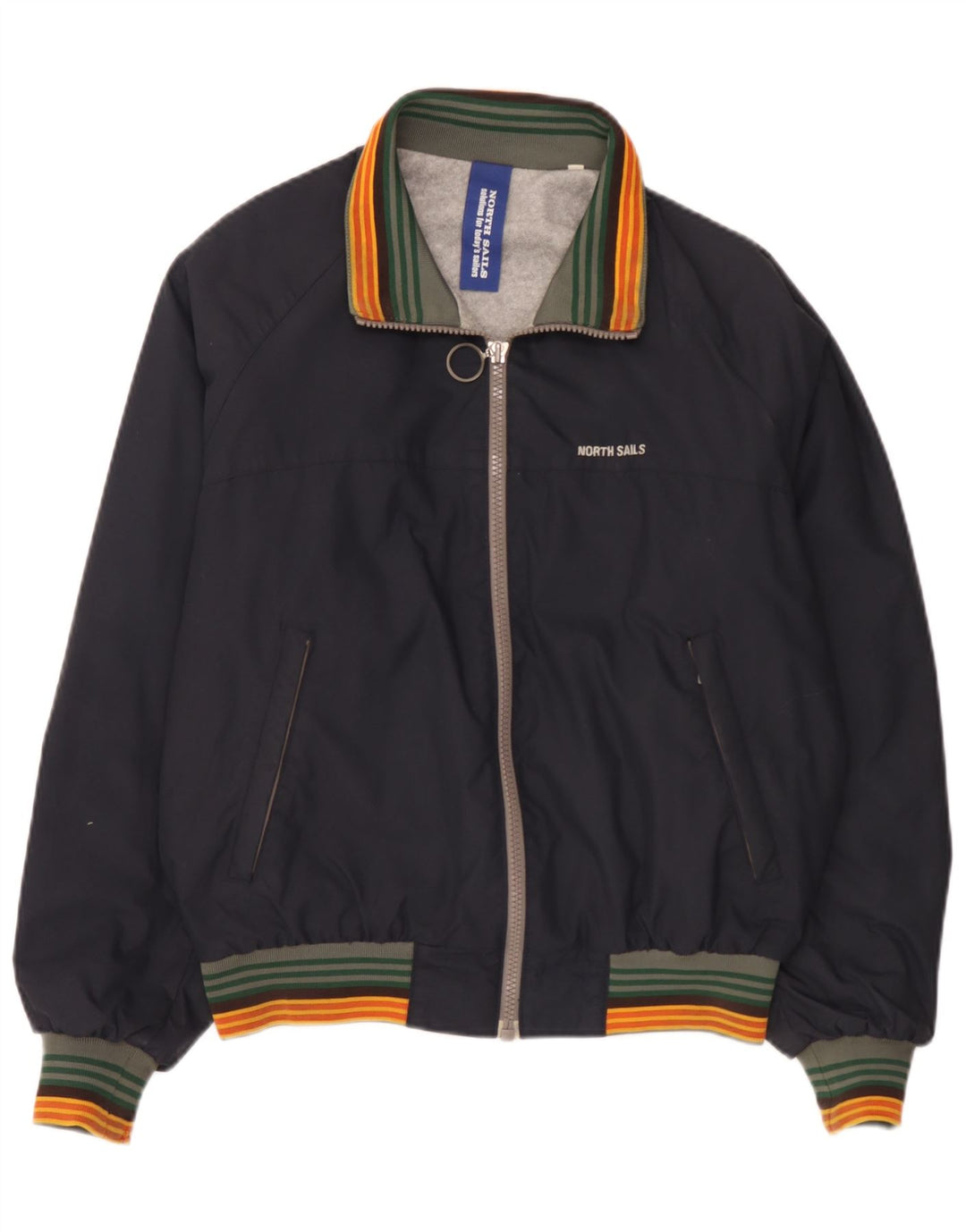 North Sails Mens Bomber Jacket UK 38 Medium Navy Blue Striped Polyamide