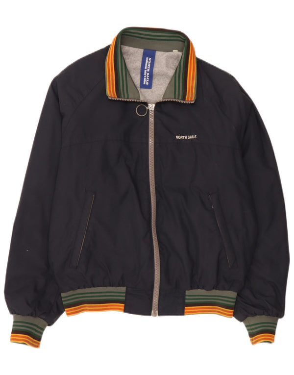 North Sails Mens Bomber Jacket UK 38 Medium Navy Blue Striped Polyamide
