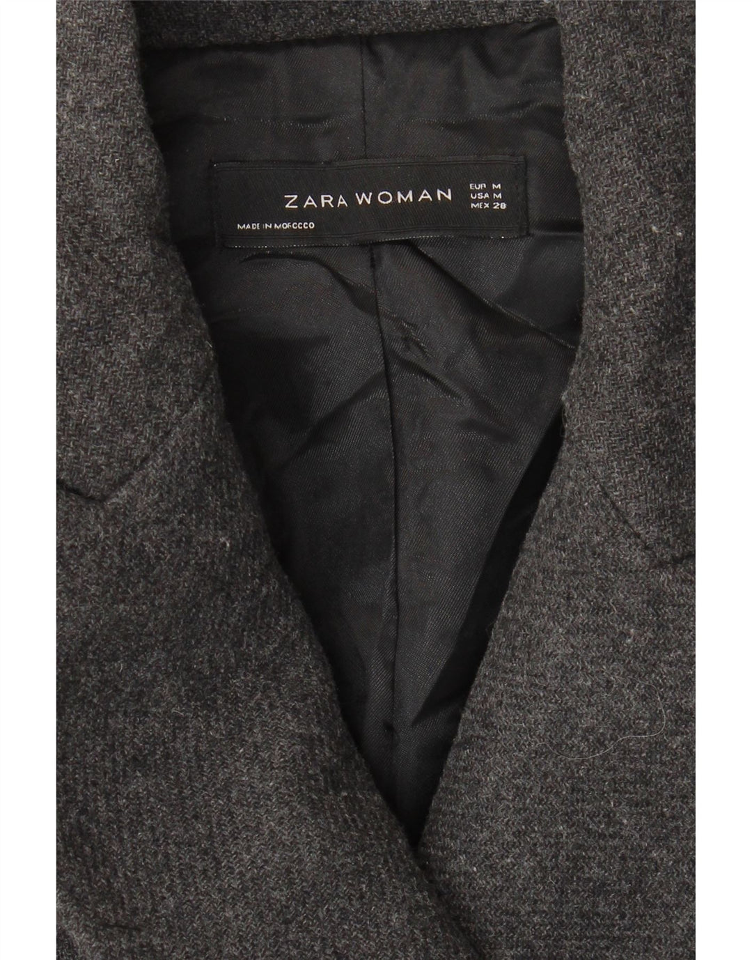 ZARA Womens Double Breasted Coat UK 12 Medium Grey