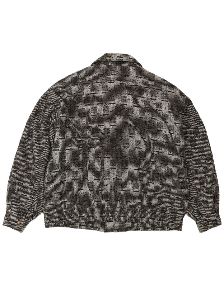 VINTAGE Mens Bomber Jacket IT 52 XL Grey Check Wool