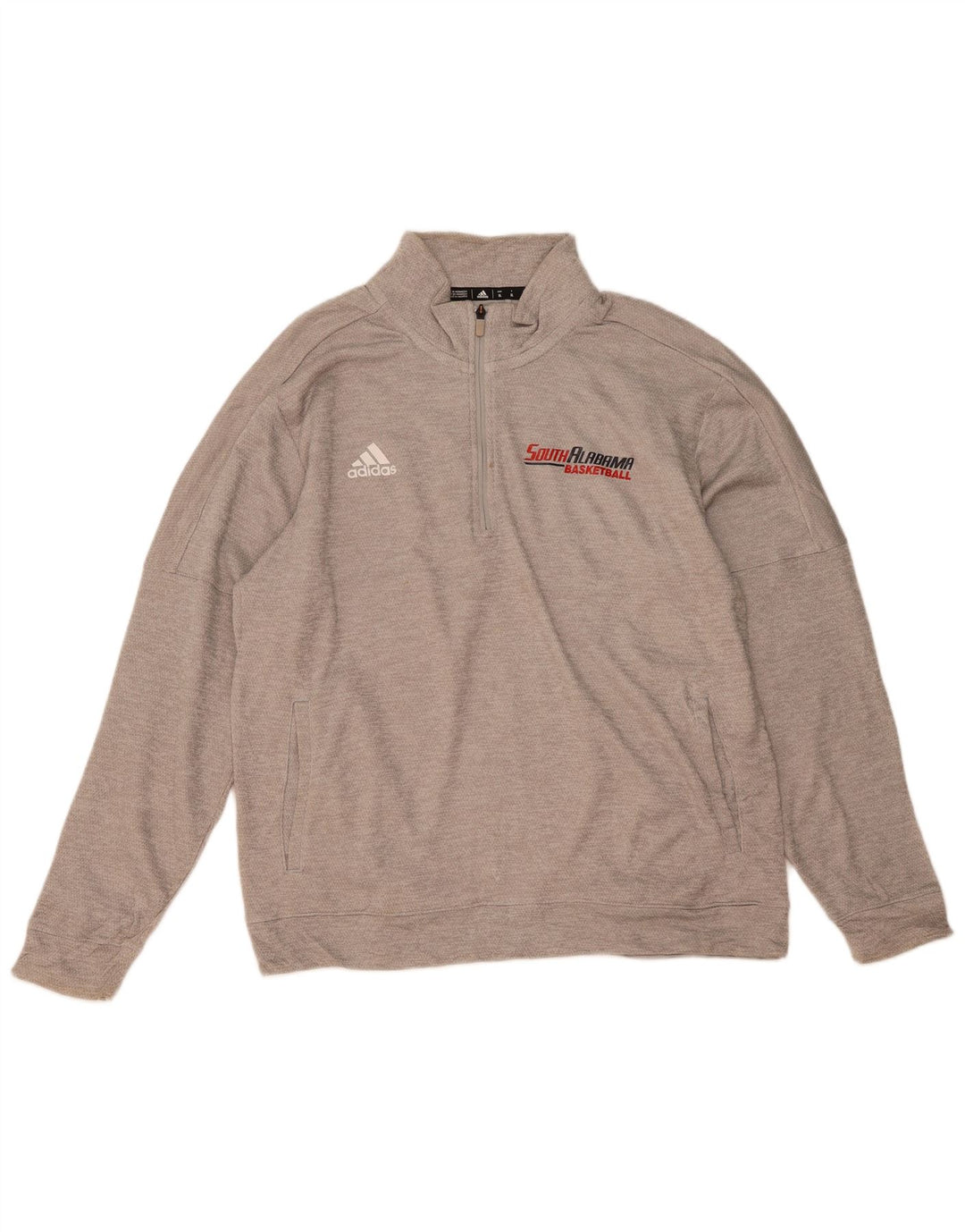 ADIDAS Mens Graphic Zip Neck Sweatshirt Jumper XL Grey Polyester