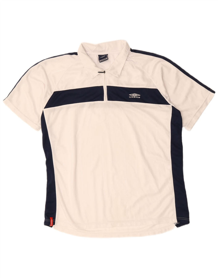 UMBRO Mens Polo Shirt XL White Colourblock Polyester