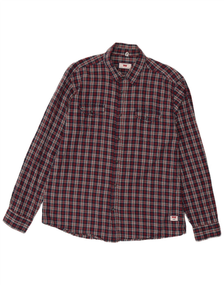CARRERA Mens Regular Fit Flannel Shirt XL Red Check Cotton