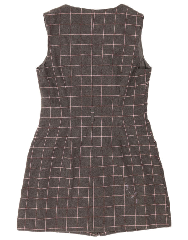Oasis Womens Sleeveless Sheath Dress UK 14 Medium Grey Check Polyester